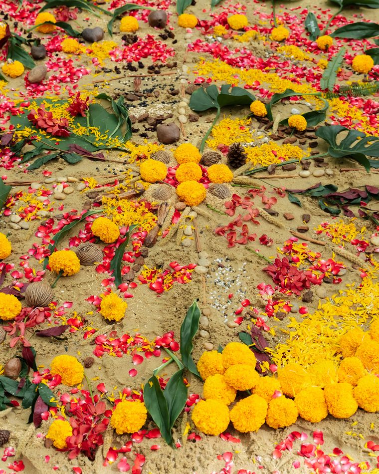 A nature flower mandala ceremony during Recharge Your Mind.