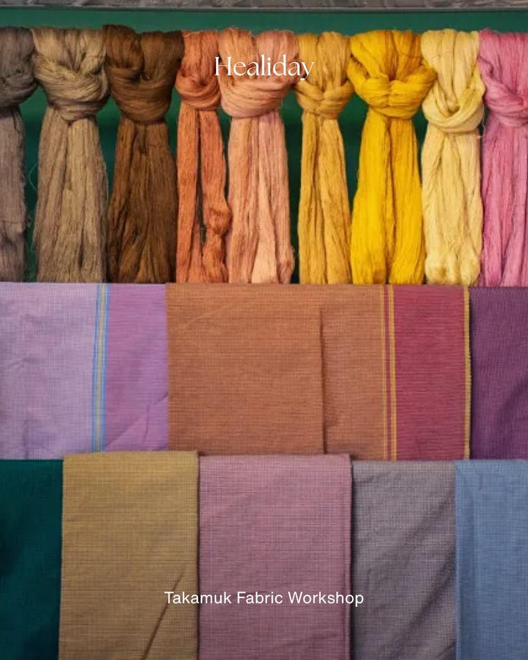 Naturally dyed fabrics at Takamuk fabric workshop, Rayong